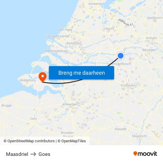 Maasdriel to Goes map