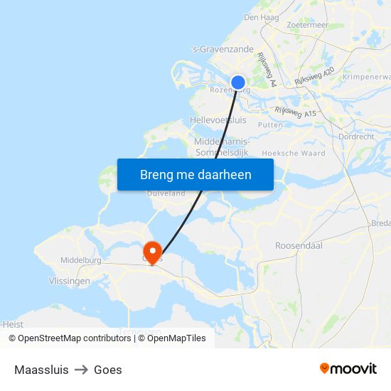 Maassluis to Goes map
