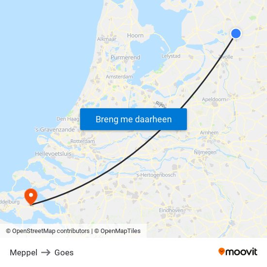 Meppel to Goes map