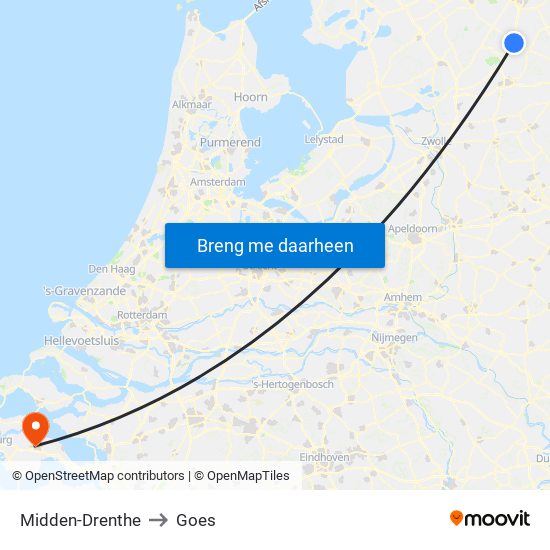 Midden-Drenthe to Goes map