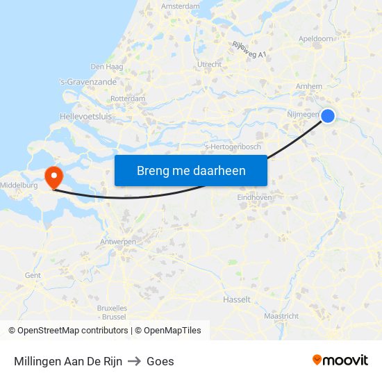 Millingen Aan De Rijn to Goes map