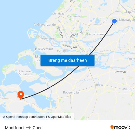 Montfoort to Goes map