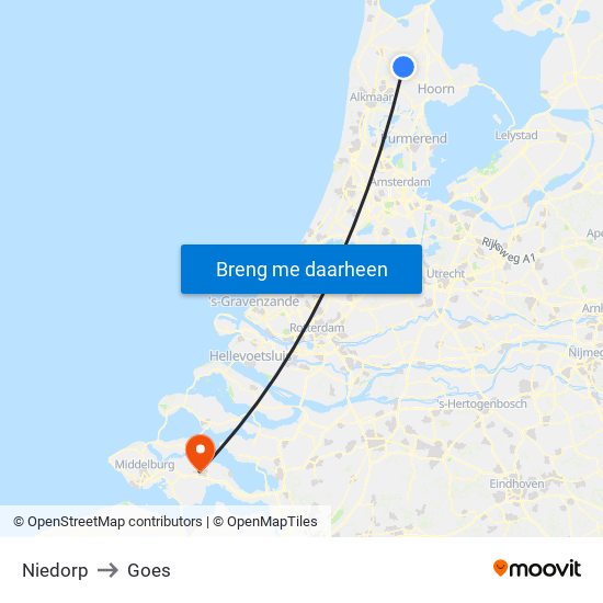 Niedorp to Goes map