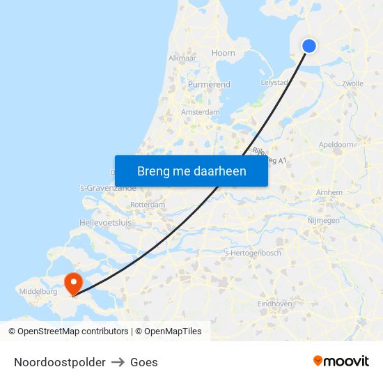 Noordoostpolder to Goes map