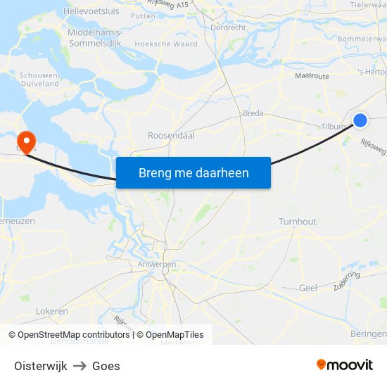 Oisterwijk to Goes map