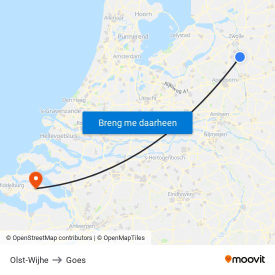 Olst-Wijhe to Goes map