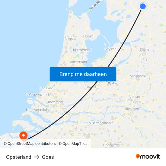 Opsterland to Goes map