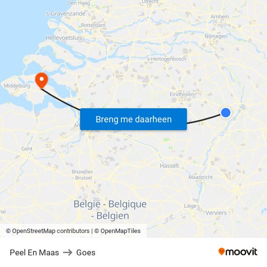 Peel En Maas to Goes map