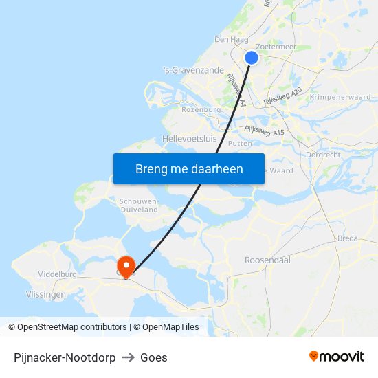Pijnacker-Nootdorp to Goes map
