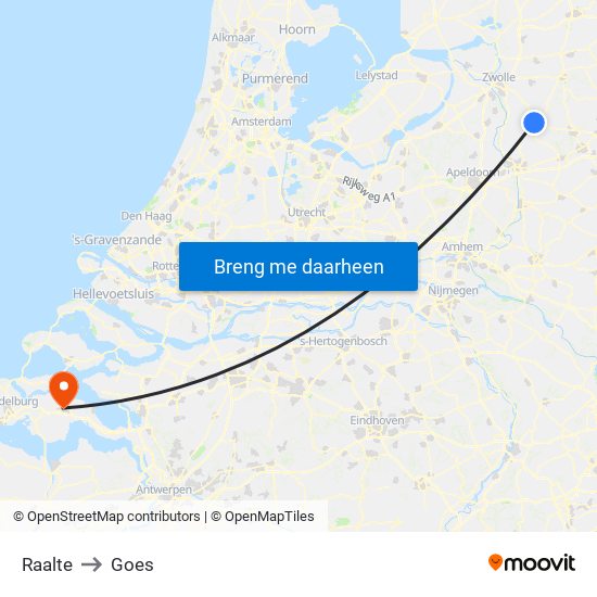 Raalte to Goes map