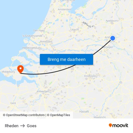 Rheden to Goes map