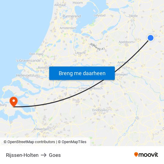 Rijssen-Holten to Goes map