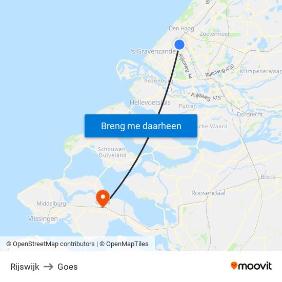 Rijswijk to Goes map