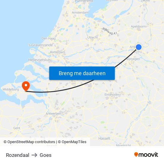 Rozendaal to Goes map