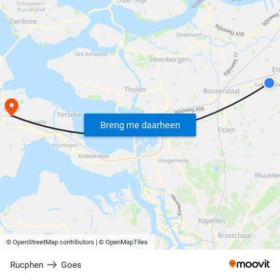 Rucphen to Goes map