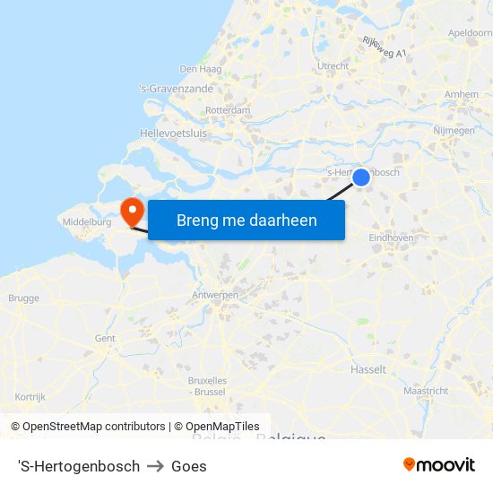 'S-Hertogenbosch to Goes map