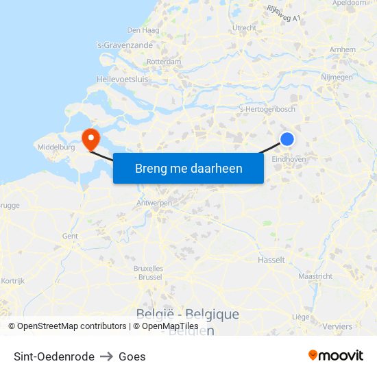 Sint-Oedenrode to Goes map