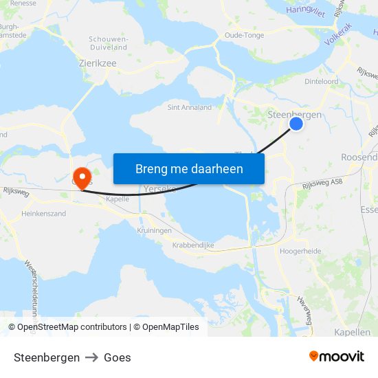 Steenbergen to Goes map