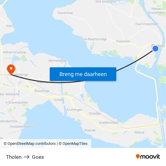 Tholen to Goes map