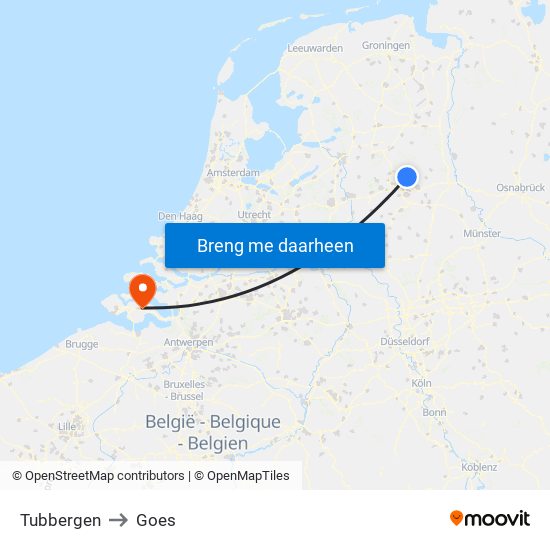 Tubbergen to Goes map