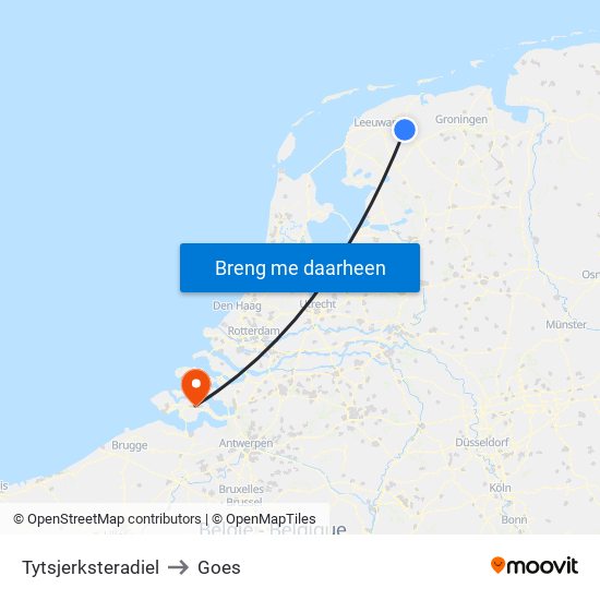 Tytsjerksteradiel to Goes map