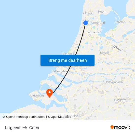 Uitgeest to Goes map