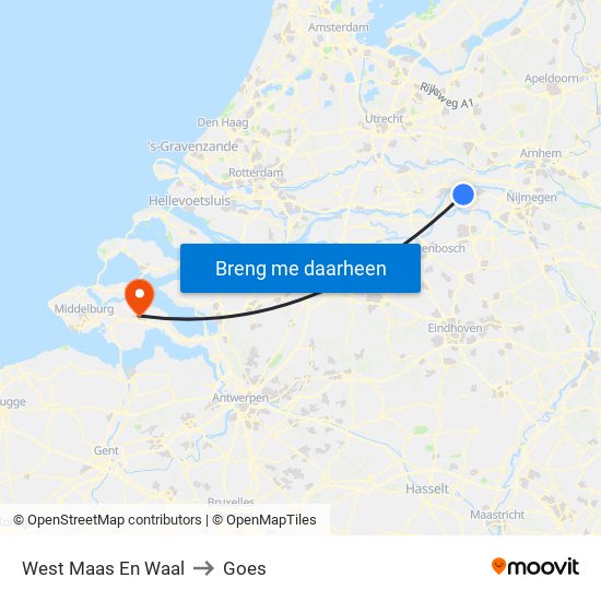 West Maas En Waal to Goes map