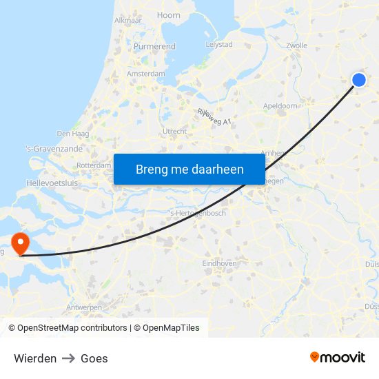 Wierden to Goes map