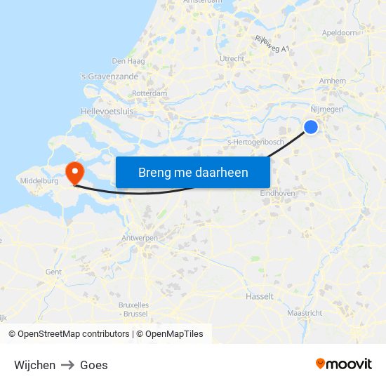 Wijchen to Goes map