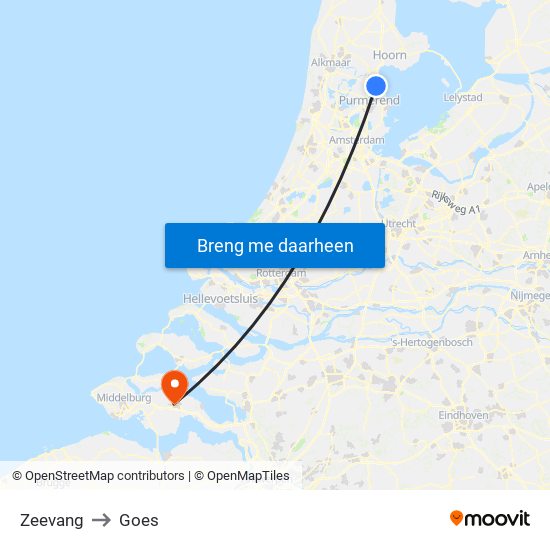 Zeevang to Goes map