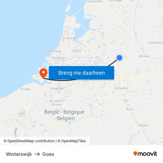 Winterswijk to Goes map