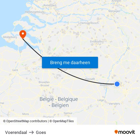 Voerendaal to Goes map