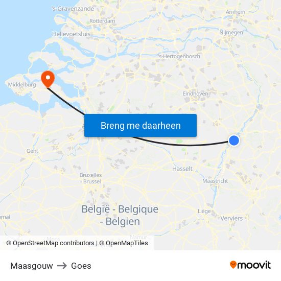 Maasgouw to Goes map