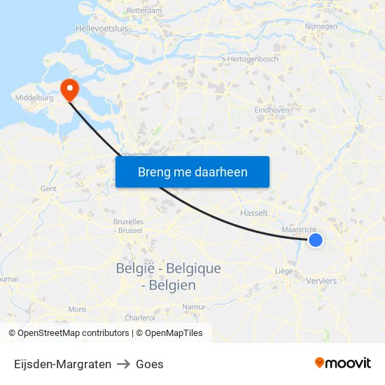 Eijsden-Margraten to Goes map