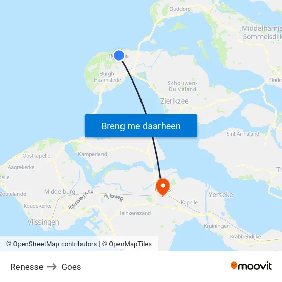 Renesse to Goes map