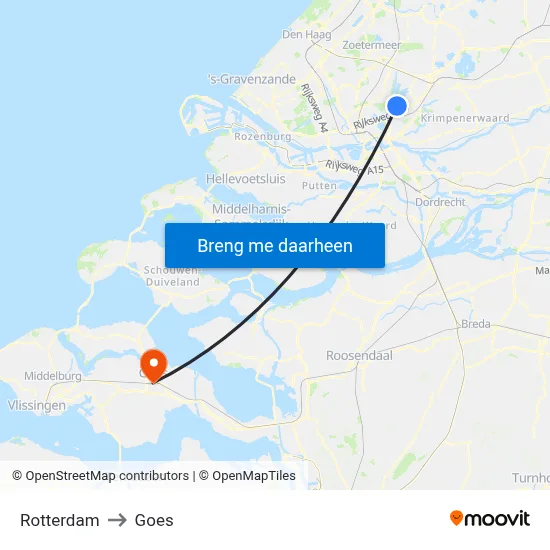 Rotterdam to Goes map