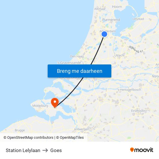 Station Lelylaan to Goes map