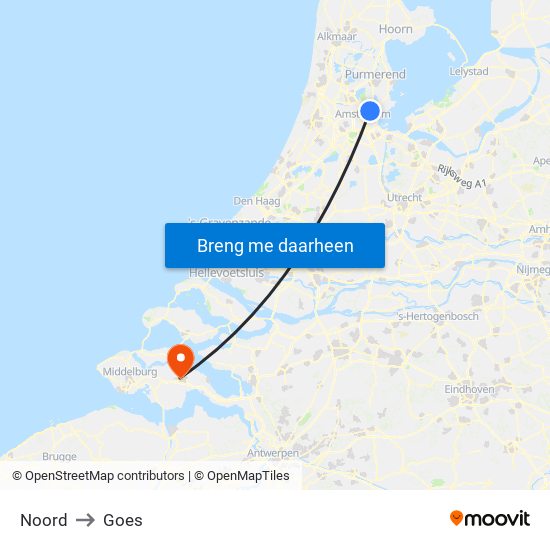 Noord to Goes map