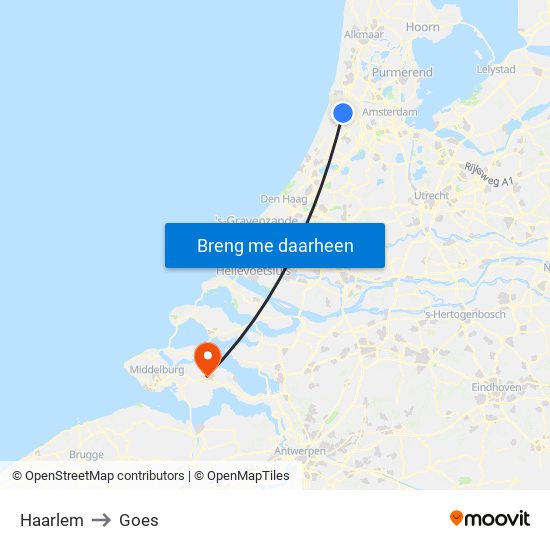 Haarlem to Goes map