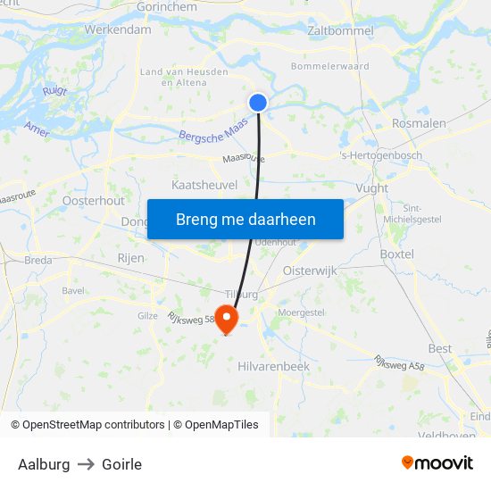 Aalburg to Goirle map