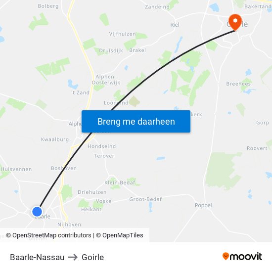 Baarle-Nassau to Goirle map