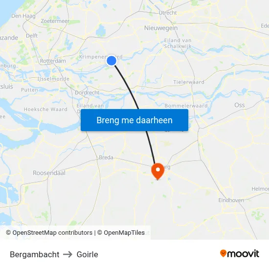 Bergambacht to Goirle map