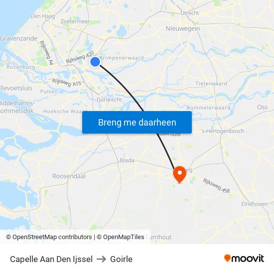 Capelle Aan Den Ijssel to Goirle map