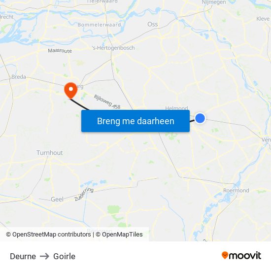 Deurne to Goirle map