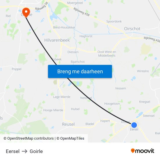 Eersel to Goirle map