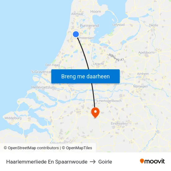 Haarlemmerliede En Spaarnwoude to Goirle map