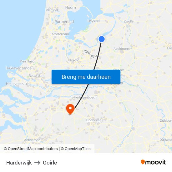 Harderwijk to Goirle map