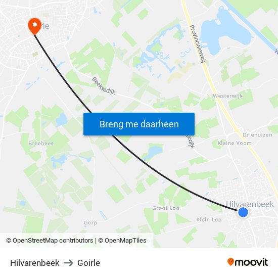 Hilvarenbeek to Goirle map