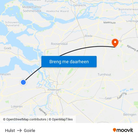 Hulst to Goirle map