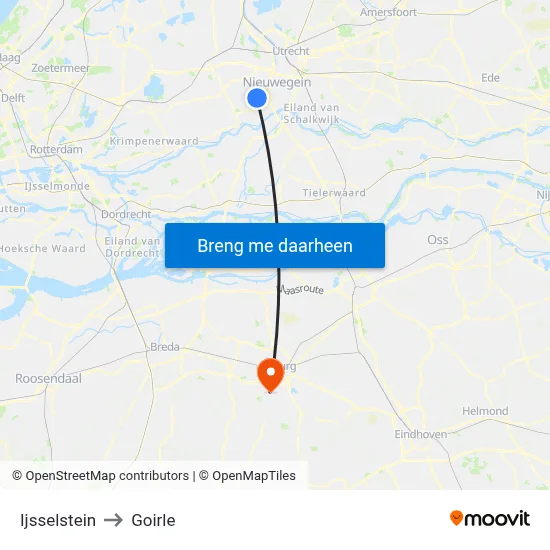Ijsselstein to Goirle map